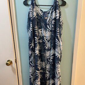 Swimsuits For All Navy And White Beach Cover Up, Size 18/20